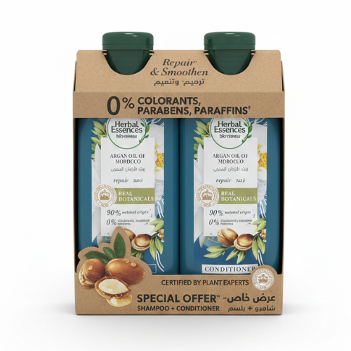 ع/هيربل اسينس بيو رينيو شامبو + بلسم 400مل الارغان 25%